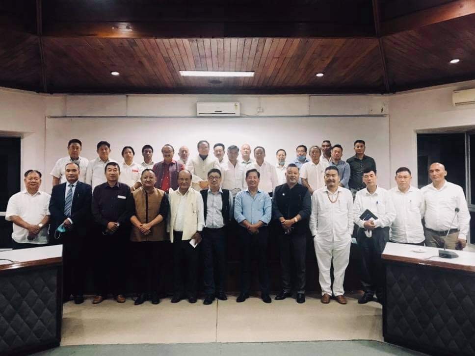 The newly-formed Political Affairs Mission of the Naga Peoples’ Front during its consultative meeting with the NSCN (IM) on August 31. (Photo Courtesy: @TRZeliang / Twitter)